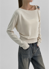 [MADE] Keppelin One-Shoulder Knit Long-Sleeved T-shirt