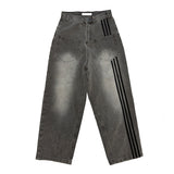 Line big pocket denim pants