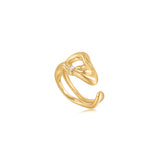 [Worn by Jin Seo-yeon] Twist Wave Wide 925 Silver + 14k gold plating Adjustable Size Ring R050-02G