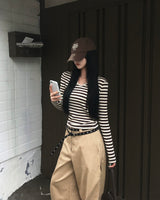 [MADE] Eden U-Neck Striped Long Sleeve T-Shirt