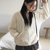 MADE] ビタービンテージパンチングシースルーツーウェイストリングフードカーディガン