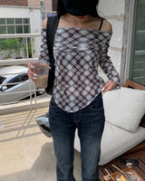 Argyle off shoulder T