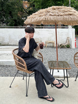 Olin linen indigo half shirts