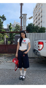 I LoveショートスリーブラウンドスパンデックスTシャツ