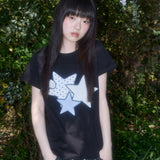 ミックススターエンジェルパッチTシャツ (ブラック) F25QB117