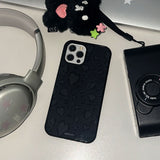 [Magsafe]レオパードハートグラスケース / ブラック