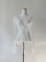 Ener Lace Frill Cardigan (white)