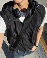crop nylon hooded vest