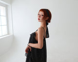 Tie set leopard print dot bustier long blouse