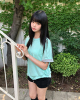 ロボンコントラストロールアップ半袖Tシャツ