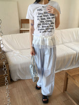 Weba Nylon Pintuck Banding Long Wide Pants