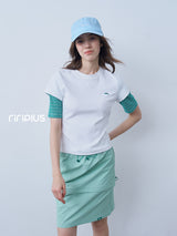 Riverstone Plus フェイクツーピース 切替 半袖Tシャツ スリムフィット トップス
