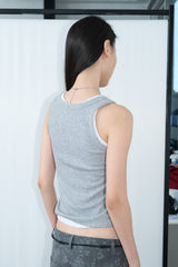 ベーシック リブ スリーブレス (Gray)