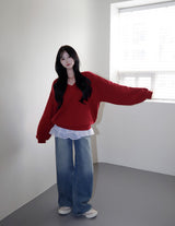 [MADE/6color] Pony, V-neck loose fit trainer