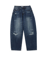 Part Blue Wash Distressed Denim