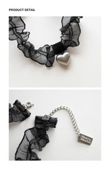 Black chiffon and heart choker necklace