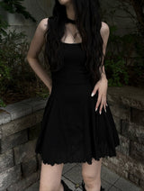 flared scarf mini dress (2color)