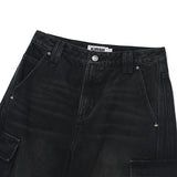 VINTAGE CARGO WIDE-FIT DENIM PANTS [BLACK]