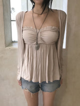 Needs Inner Cap Lace Flare Top & Cardigan SET