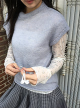 Rahini Layered Half-Neck Cap Short Sleeve Knit
