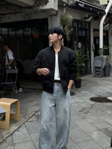 Cut line reverse denim pants