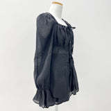 Ribbon puff strap blouse skirt pants setup SET (3 colors)