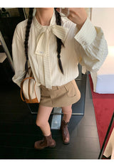 strap satin striped blouse