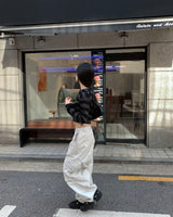 ストライプニットフードジャンパー