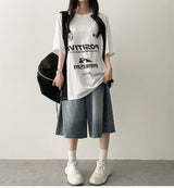 Mews Waistbanding Vintage Washed Side Pintuck Denim Bermuda Shorts