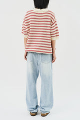 Letter Collar Half Knit (3color)