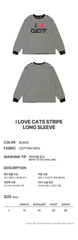 I LOVE CATS STRIPE LONG SLEEVE