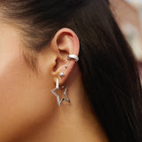 shooting star stud rhodium plating + 925 silver earrings E064-02H
