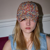 Round Logo Tweed Ball Cap (Red&Blue&Orange)