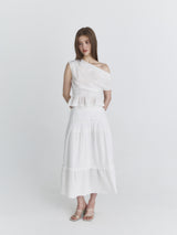 Lace tiered long skirt (Ivory)