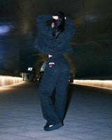Mwoong Washed Black Denim Trucker Pants