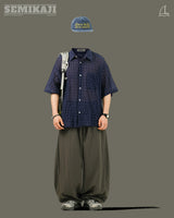 [SEMADE] Forest Daily Check Half Shirts