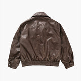 BOMBER LEATHER(FAUX) JACKET (brown)