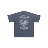 "TRUE LOVE" プリント S/S ウォッシュドTシャツ