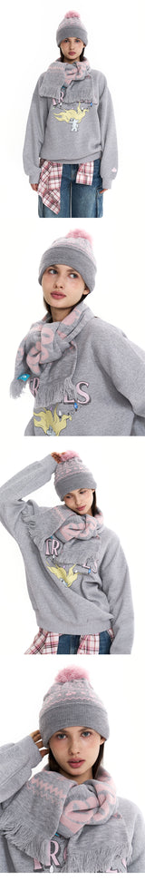 TROLLS JACQUARD ニットポンポンビーニー - MELANGE GRAY