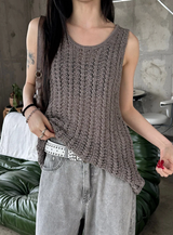 Gray washed damage wide pants