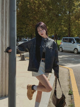 Bleed Washing Leather Biker Jacket
