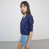 Lace V-neck Knit_navy