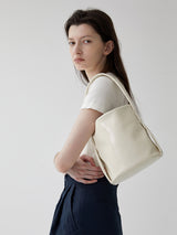 TEMZ bucket leather tote bag / Cream Ivory