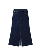 SLIT MAXI DENIM SKIRT (DEEP BLUE)