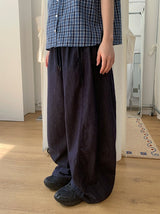 [unisex] ハシンデニムストリングワイドパンツ