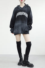 (Unisex) ブッシュマーブルレタリングパーカー