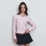C ROSE BUTTON FRILL BLOUSE_PINK