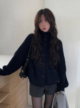 Rucker High Neck Duffle Button Knit Cardigan