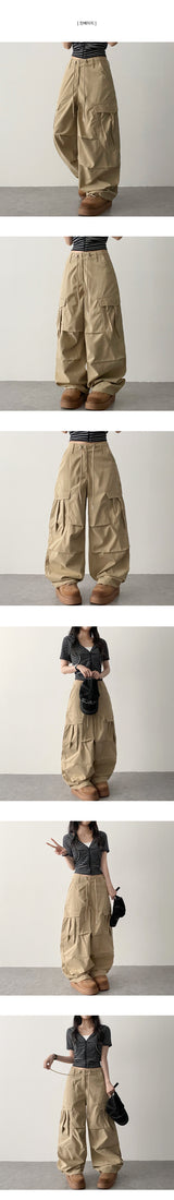 Waist String パラシュートカーゴワイドパンツ