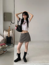 チェックシフォンミニスカート (4C)